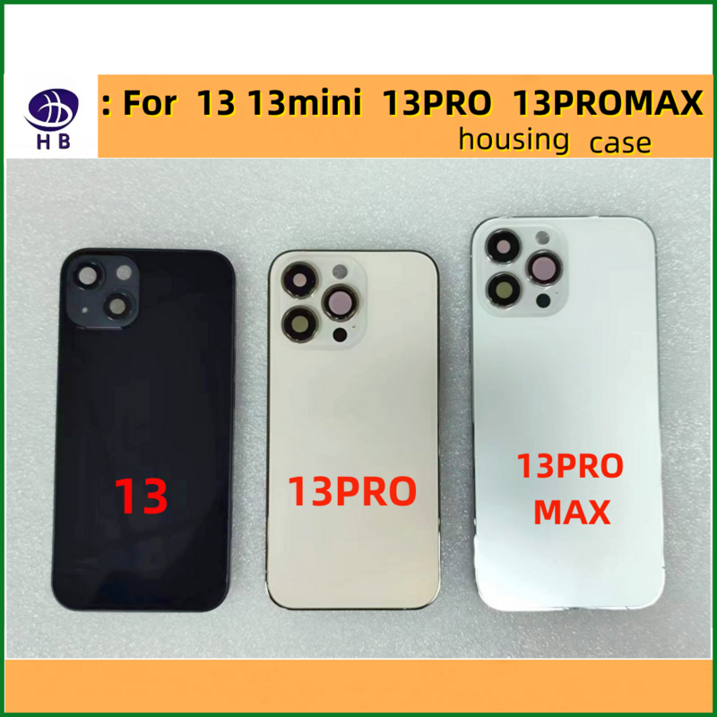 غطاء بطارية خلفي لهاتف آيفون 13 13mini 13pro 13pro Max حافظة هاتف جديدة + إطار متوسط حافظة هاتف + صينية SIM + لهاتف آيفون 13 13p 13proMAX