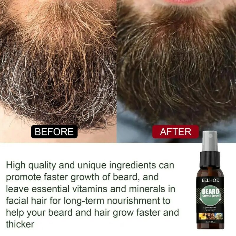 Спрей для бороды EELHOE, 30 мл, быстрое впитывание без запаха, натуральный экстракт, питательное масло для бороды для мужчин