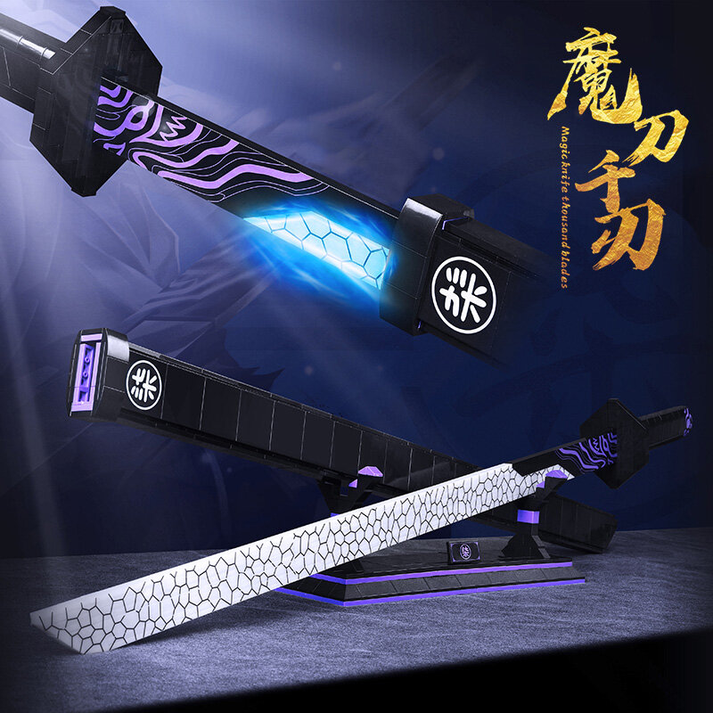 Luminosa demônio slayer samurai katana espada blocos de construção anime faca borboleta ninja espada arma tijolos brinquedos para crianças adulto