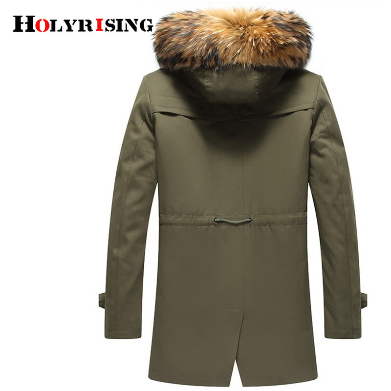 Men American raccoon fur liner Haining men's natural fur coat -40℃ Men Long Parka Big fur winter Windbreaker windproof coat N195
