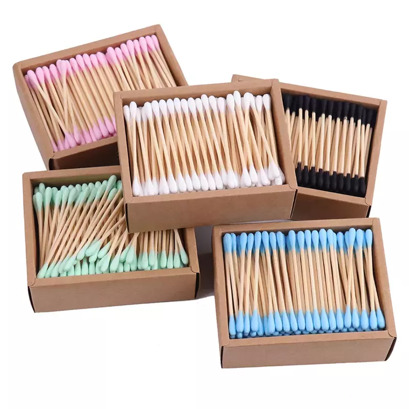 200PCS/Box Double Head Cotton Swab Women Makeup Cotton Bamboo Sticks Ears Cleaning Health Care Cleaning Tool