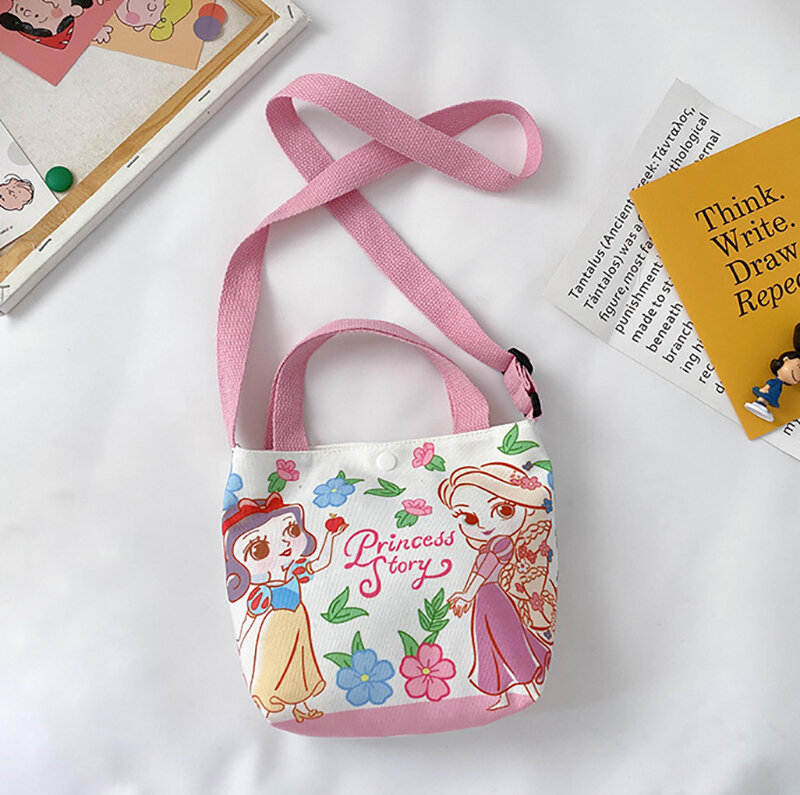 신상 귀여운 만화 캐릭터 유아 크로스 바디 가방 여아용, 작은 코튼 캔버스 숄더백 핸드백