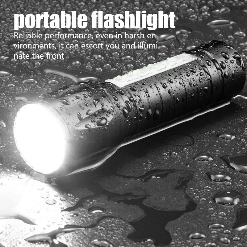 Przenośny T6 COB LED latarka wodoodporna taktyczna USB ładowalna latarnia kempingowa regulacja wiązki światła latarka lampka nocna