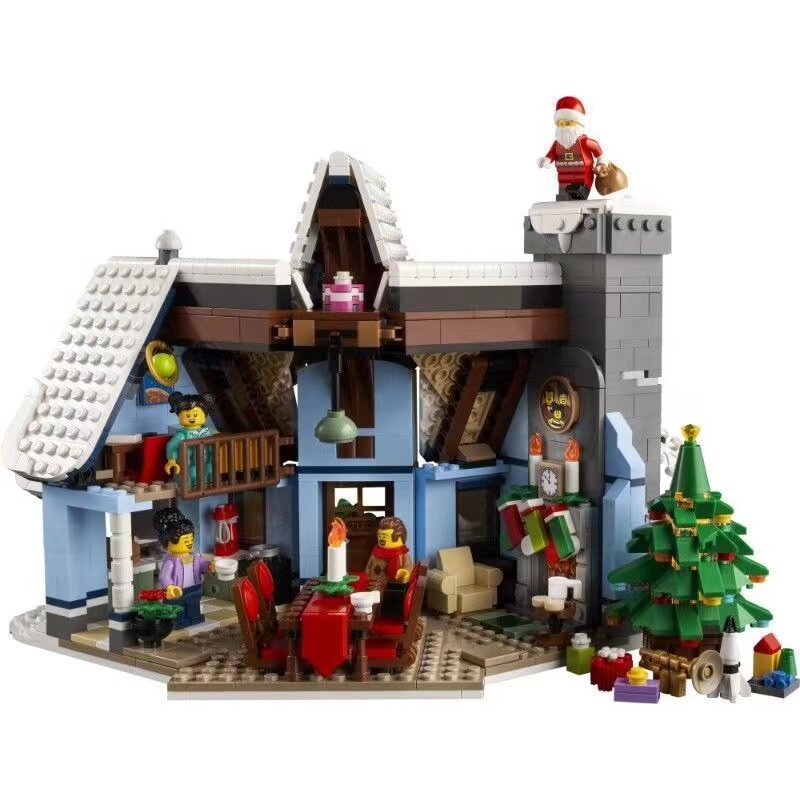 Santalakeの家のビルディングブロック,1445個の冬の村のおもちゃと互換性があり,DIY,子供向けのクリスマスギフト,10293
