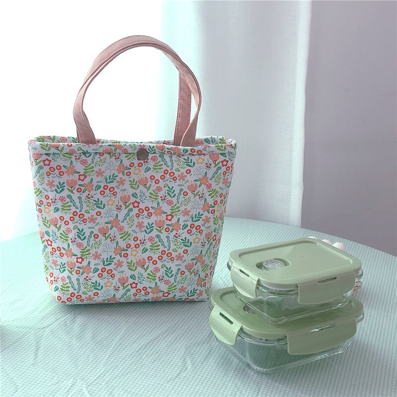 Novo almoço saco de lona lancheira piquenique tote lona pequena bolsa jantar recipiente sacos armazenamento alimentos para escritório senhora