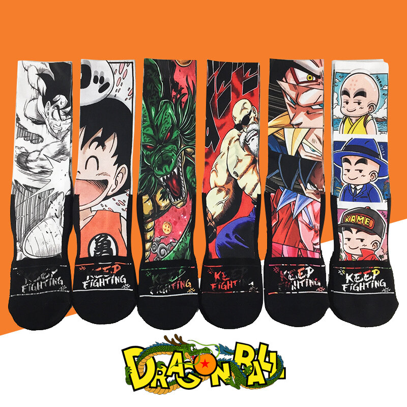 Calcetines largos transpirables con estampado de Dragon Ball para hombre, calcetín de Anime, mono, Rey, dibujos animados, Cosplay, divertido, bidimensional, japonés, Harajuku