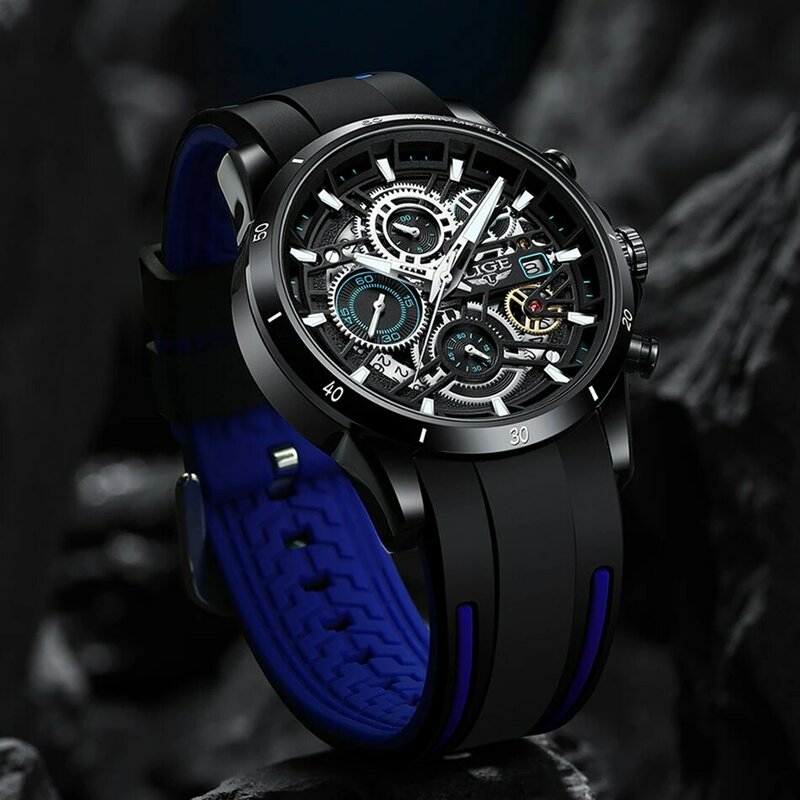 Orologio in Silicone di lusso di marca LIGE per uomo moda Business orologio da uomo Casual impermeabile cronografo sportivo orologi da polso al quarzo + scatola