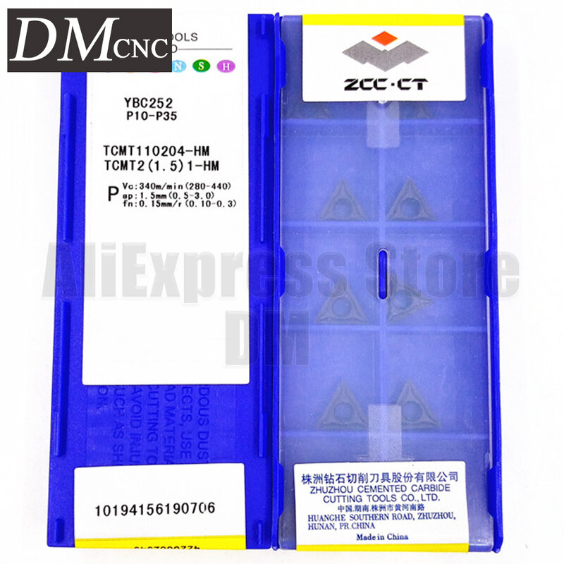 10pcs ZCC.CT TCMT110204-HM YBC252 TCMT110208-HM YBC252 TCMT110204 TCMT110208 Carbide Inserts Turning Tools Cutter TCMT Blade