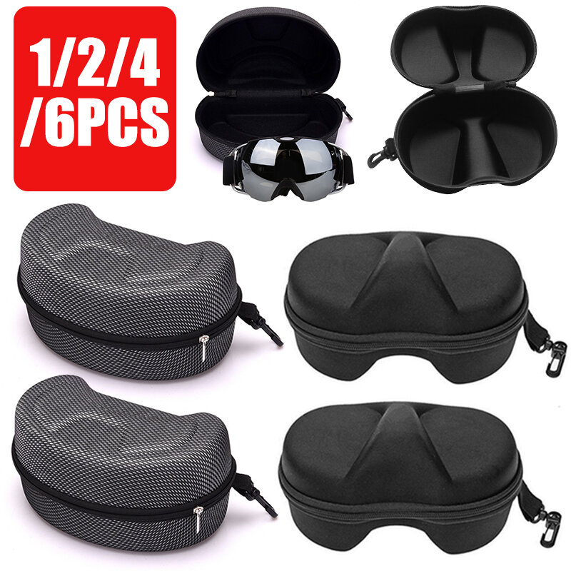 1-6 Pcs Snowboard Ski Goggles Cases Travel Outdoor Skiing Diving Glasses Storage Box Waterproof Carrying Zipper Holder Box