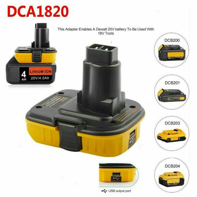 Melhor adaptador de bateria 20v dca1820 para dewalt 18v ferramentas converter dewalt 20v bateria de lítio para dc9096 de9098 de9096 com usb