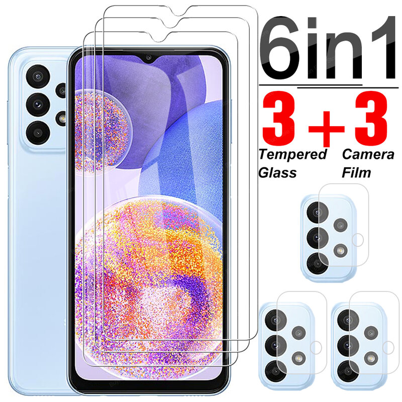 6 In 1 Gehard Glas Voor Samsung Galaxy A23 Cover Screen Protector Film Voor Samsung A23 A33 A53 A73 5G Beschermende Glas