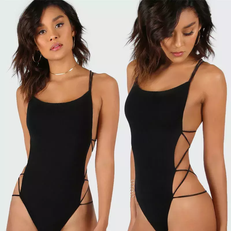 Sexy Backless Bodysuits Sexy Body for Women Clubwear Playsuit Cocktail Party Bandage Rompers Sleeveless Black Romper Swimwear