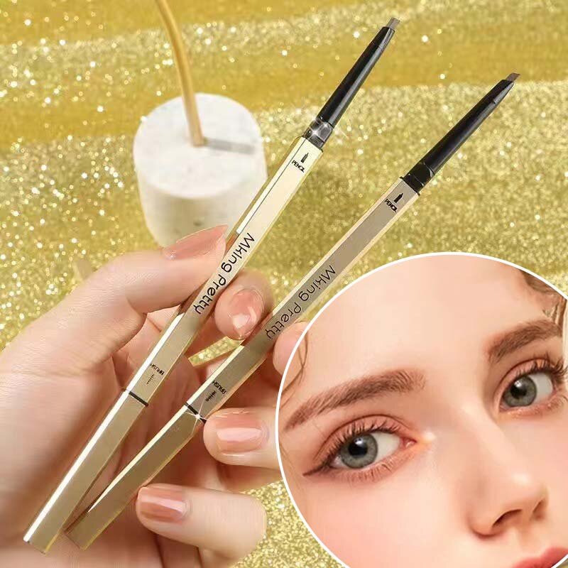 Double Head Eyebrow Pencil Small Gold Bar Thin Eyebrow Pencil Long Lasting Waterproof Eye Brow Pen Mascara Enhance Cosmetics