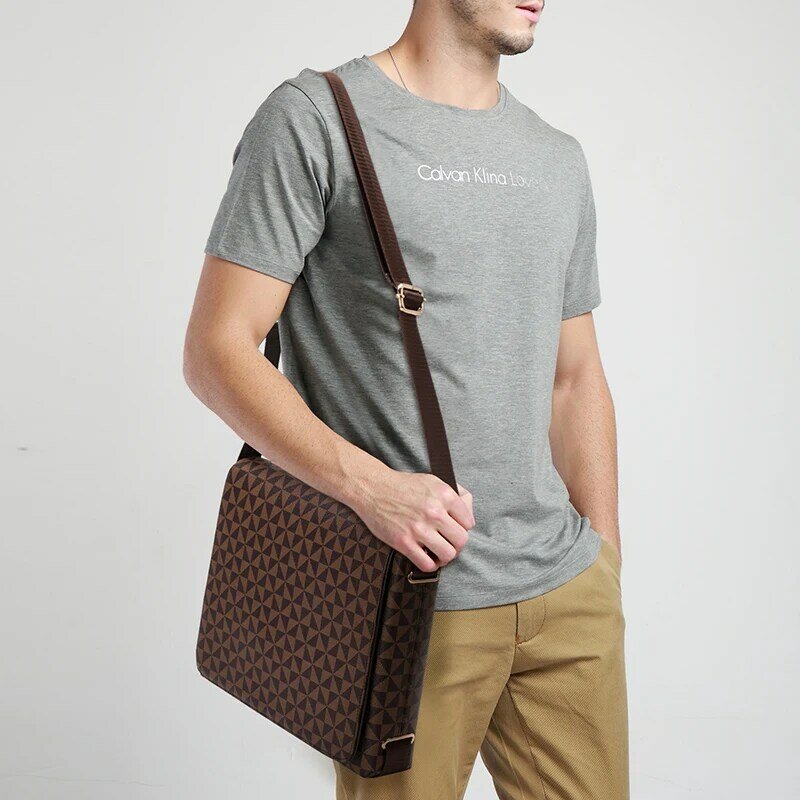 Новая модная брендовая дизайнерская мужская сумка, деловая сумка-мессенджер, мужская сумка через плечо, Высококачественная кожаная сумка ч...
