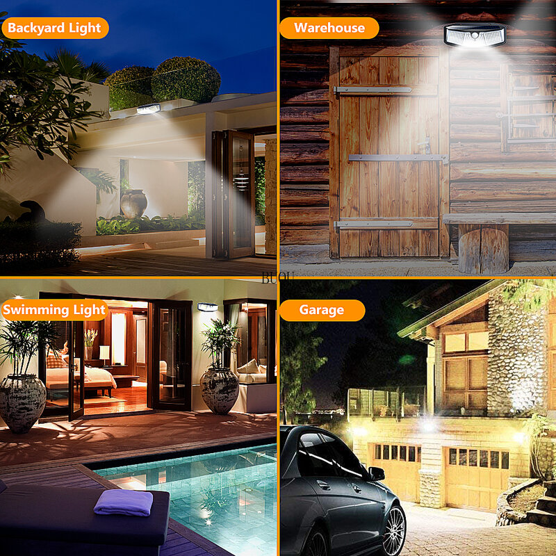 Luz Led Solar para exteriores, lámpara con Sensor de movimiento, foco para decoración de jardín y calle, 308
