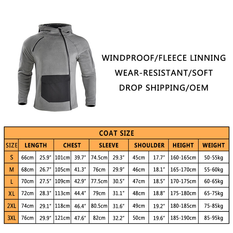 HAN WILD-chaqueta táctica de lana para senderismo, abrigo suave y cálido a prueba de viento para acampar, ropa de caza, otoño