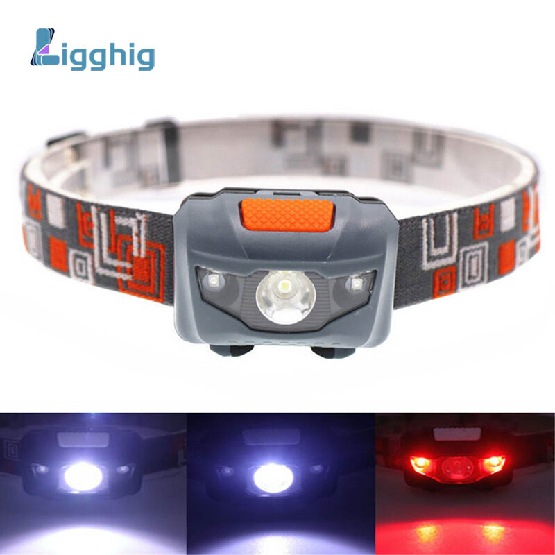 Linterna frontal LED potente, iluminación de 4 modos, para exteriores, Camping, bicicleta, pesca, superbrillante, batería AAA