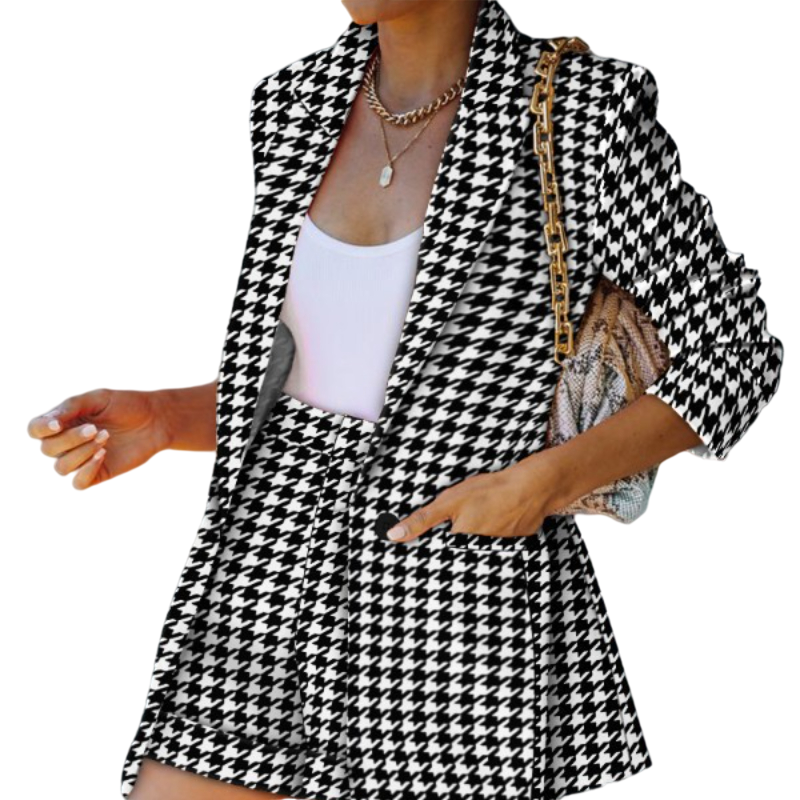 New Spring and Summer Jacket Shorts Suit Suit Sexy Temperament Women's Fashion Casual Lapel Cardigan Blazer and Skirt Set
