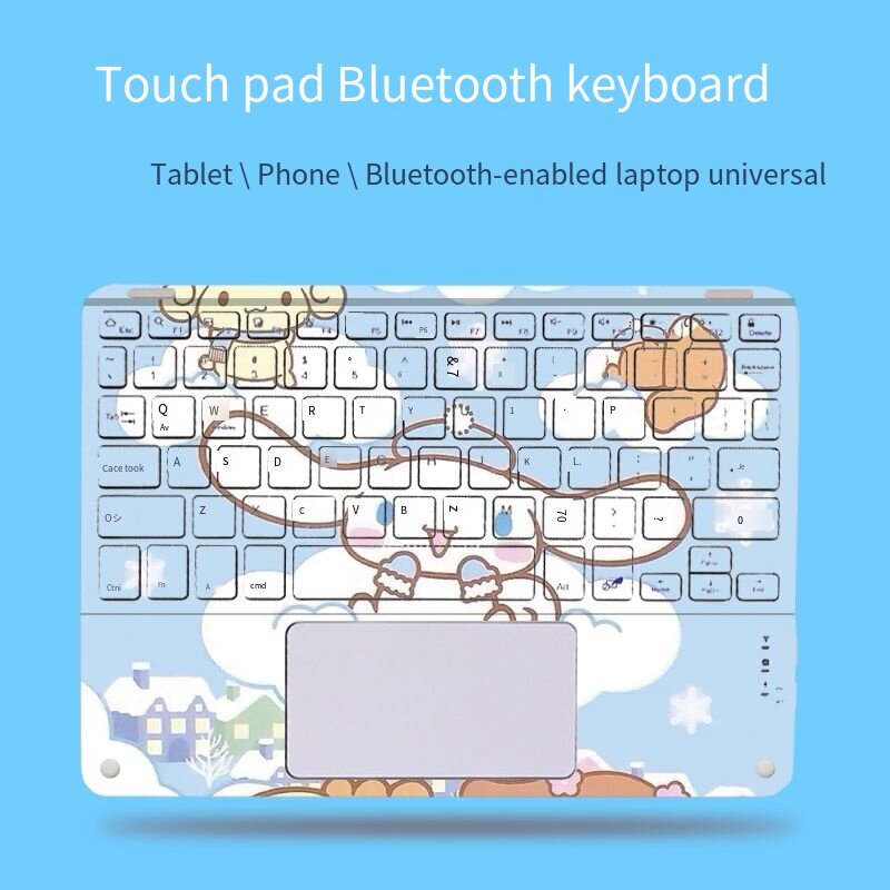 Teclado Bluetooth sem fio com mouse, bonito pintado, conjunto de presente para Android, iOS, Windows, Doraemon, Sanrio Hello Kitty, Kuromi
