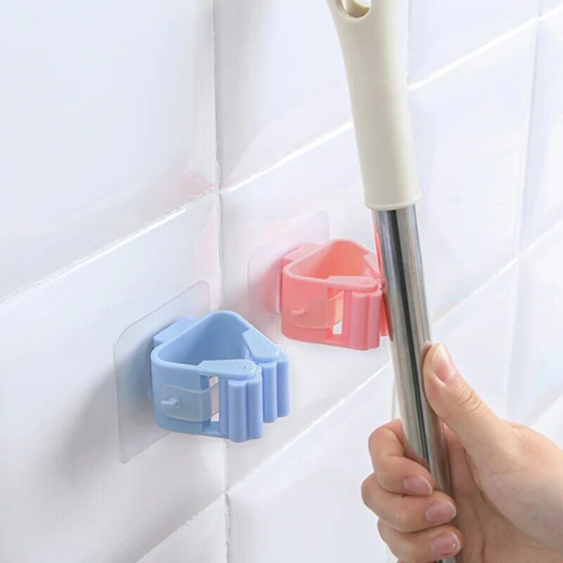 Wall Mounted Mop Rack Broom Hanger Sticky Hook Household Storage Holder Home Clean Tool Kitchen Bathroom Organizer Accessories