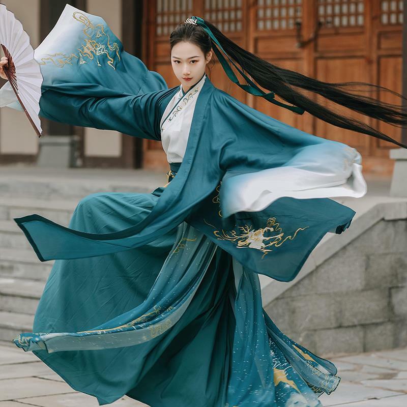 แบบดั้งเดิม Hanfu ชุดคู่จีนโบราณดาบเสื้อผ้า Tang ชุด Hanfu Robe Han Dynasty พื้นบ้านฮาโลวีน Cosplay