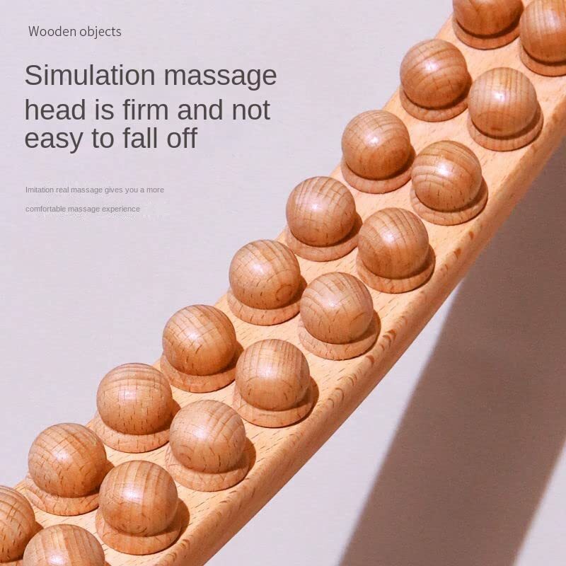 New 20 Beads Gua Sha Massage Stick Carbonized Wood Back Body Meridian Scrapping Therapy Wand Muscle Relax Acupuncture Massager