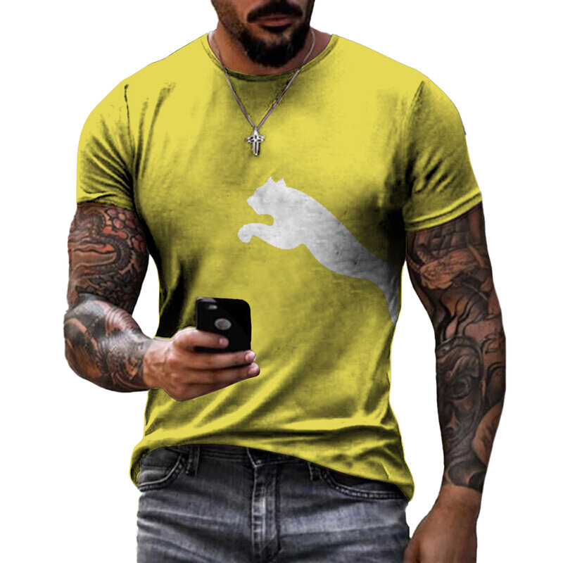 男性と女性のための3Dプリントされた丸い襟付きの新しいTシャツ,3Dプリントされたウルフパターンカジュアル,速乾性,原宿,2022
