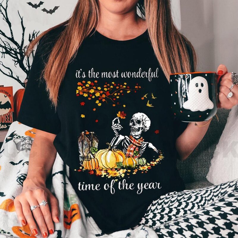 Summer Latest It’s The Most Wonderful Time of The Year Skeleton T Shirt Halloween T Shirts for Men/ Women