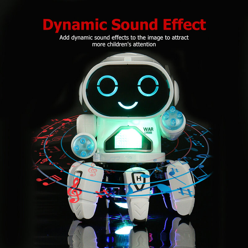 LMC boneka Robot dansa elektronik, mainan Robot dapat diputar dengan lampu musik yang dapat digerakkan untuk hadiah liburan anak-anak Pengiriman Cepat Diterima