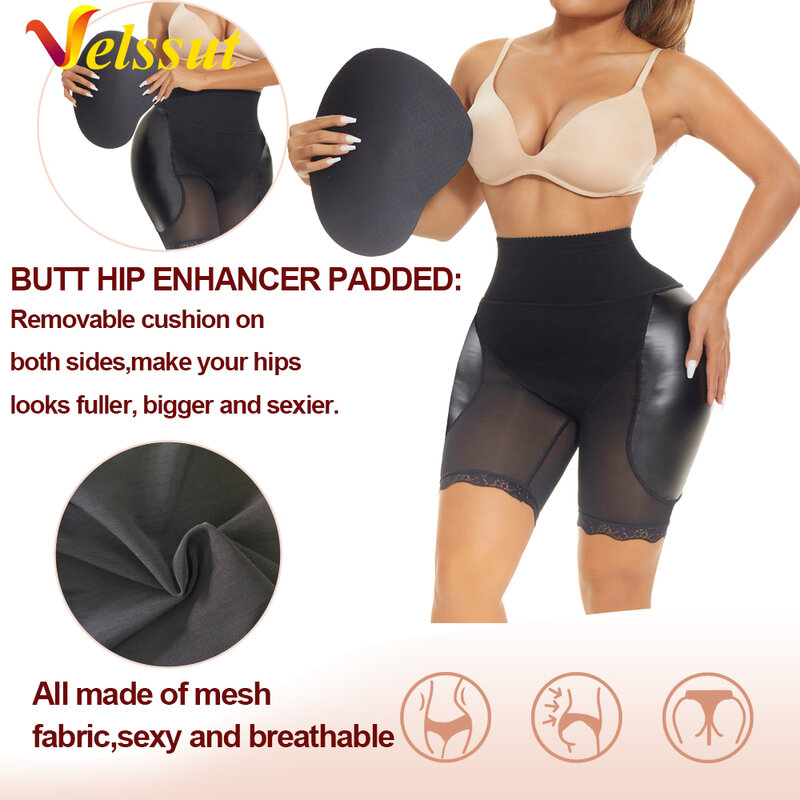 Velssut kobiety wysokiej talii Hip Enhancer figi dla pań Butt Lifter odchudzanie wacik kosmetyczny Shapewear body Shaper Model majtki