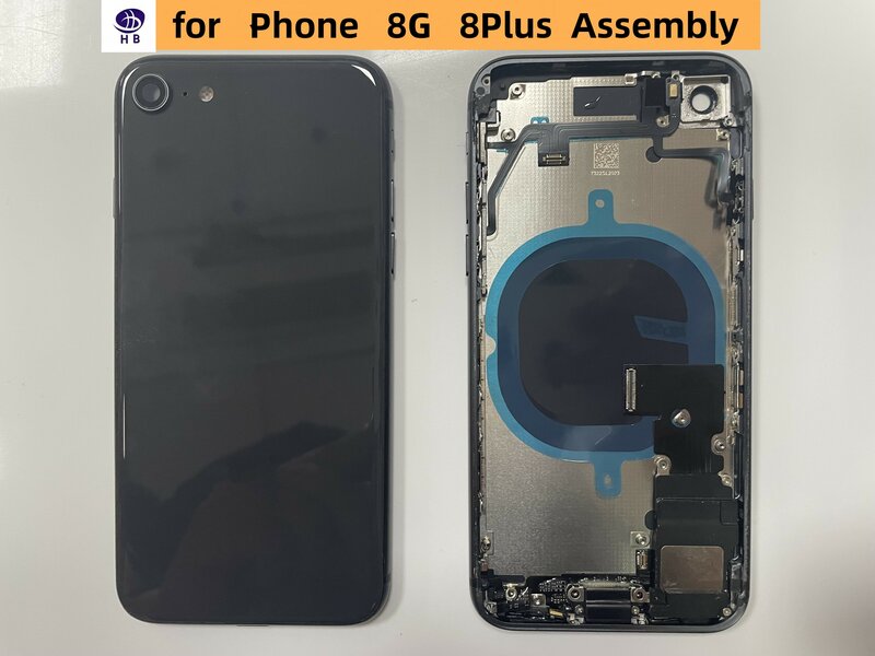 Couverture arrière de la batterie pour iPhone 8G 8 Plus, boîtier central, plateau de carte SIM, installation par câble, coque souple, coque + CE