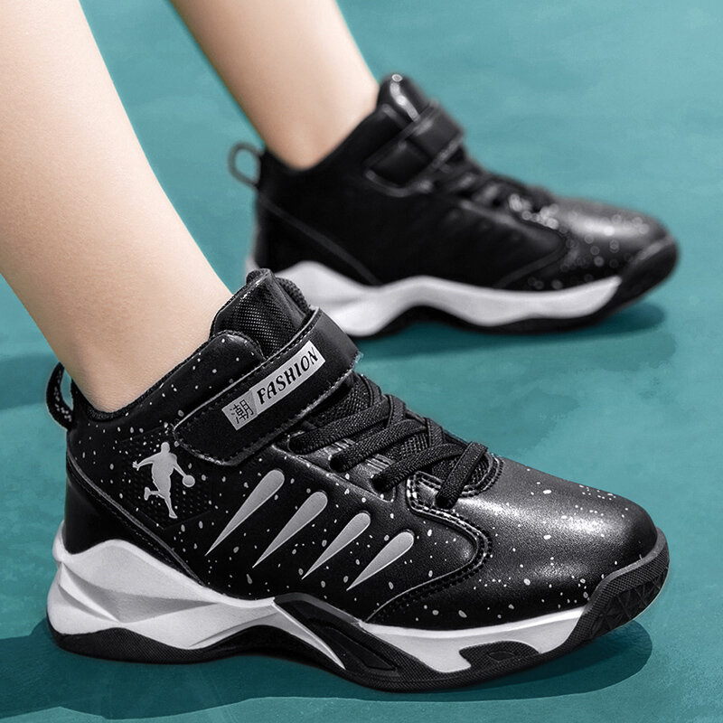 Crianças de alta qualidade de couro casual sapatos esportivos meninos tênis meninos tênis tênis de basquete crianças zapatillas chaussures de cesta