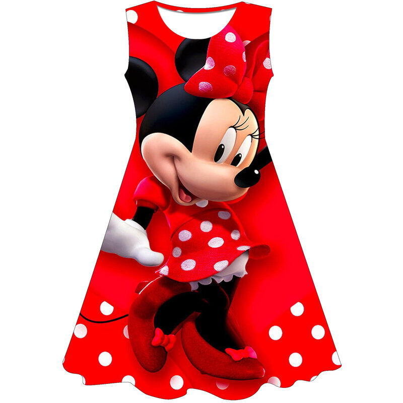 ディズニープリンセスの女の子のためのミニサマードレス,ミッキーマウスのプリントが施された半袖の子供服,1 2 3 4 5 6 7 8 9歳