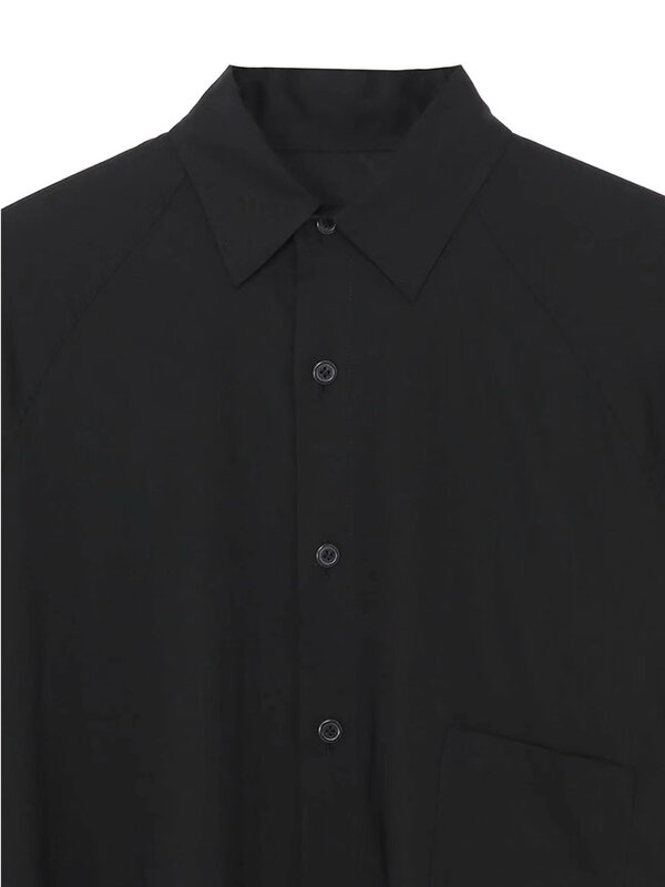 Asymmetrie Shirt Met Korte Mouwen Yohji Yamamoto Shirts Basic Style Tops Los Voor Man Oversized Tees Unisex Zwarte Kleding