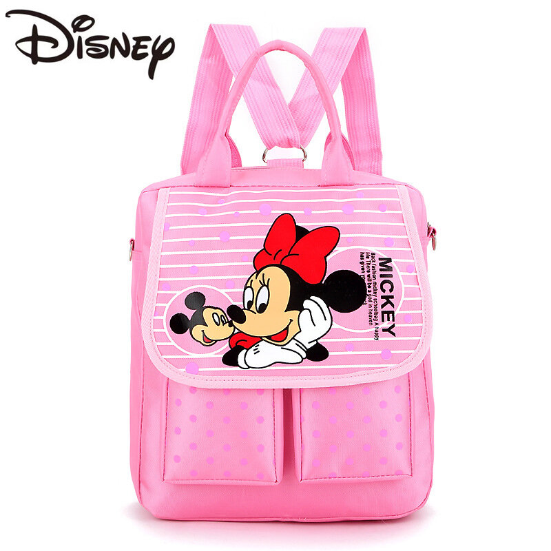 Disney's New Cartoon Mickey and Minnie Children's Backpack Luxury Brand Boys and Girls Schoolbag Large Capacity Casual Tote Bag