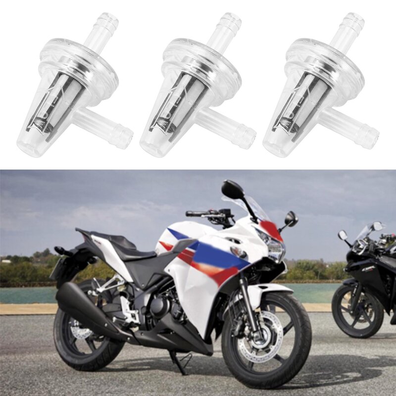 3Pcs Universal Motorcycle Right Angle Inline Fuel Filter 1/4Inch 6mm Hose Lines for KAWASAKI Yamaha