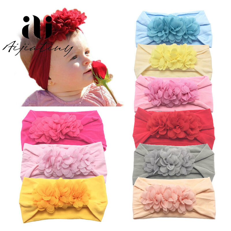 Baby Girl opaski duży, w kwiaty elastyczne gumki do włosów chusta na głowę akcesoria do włosów dla dzieci 3D kwiat dzieci maluch kokardka z pałąkiem na głowę