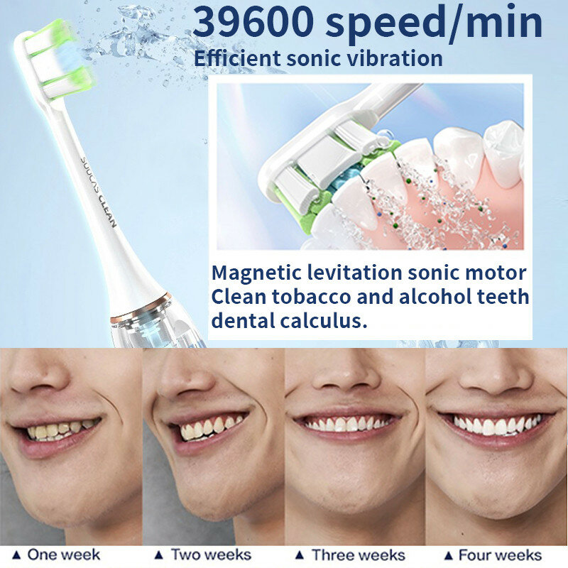 SOOCAS-Cabezal de cepillo de dientes eléctrico sónico X3U, cabezales reemplazables en blanco y negro, cerdas de dureza media