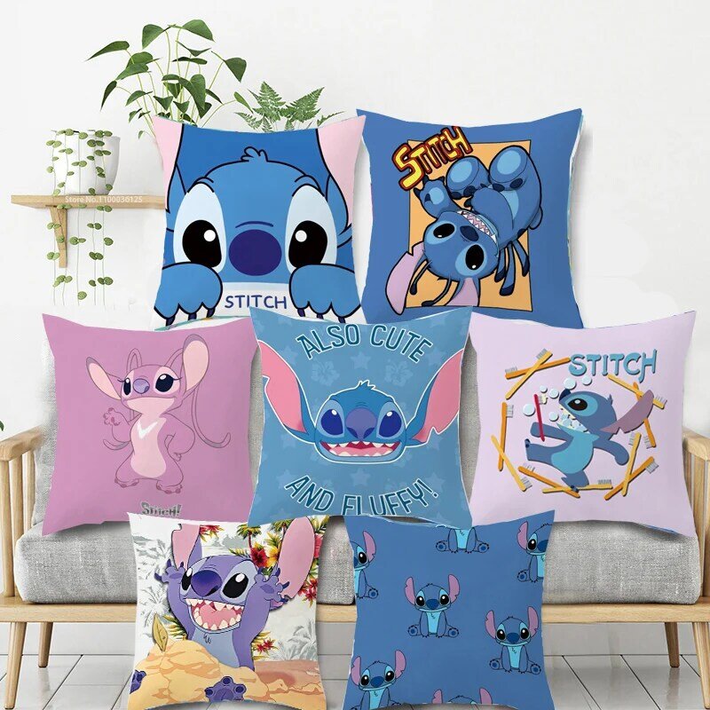 Housse de coussin décorative Disney, dessins animés Lilo Stitch, pour la sieste, pour lit, canapé, cadeau de noël pour garçon et fille, 40x40cm
