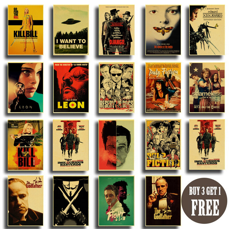 Plakat w stylu Vintage klasyczny film Pulp Fiction / Kill Bill/Fight Club plakat Retro kraft papierowe plakaty dekoracyjne artystyczny obraz