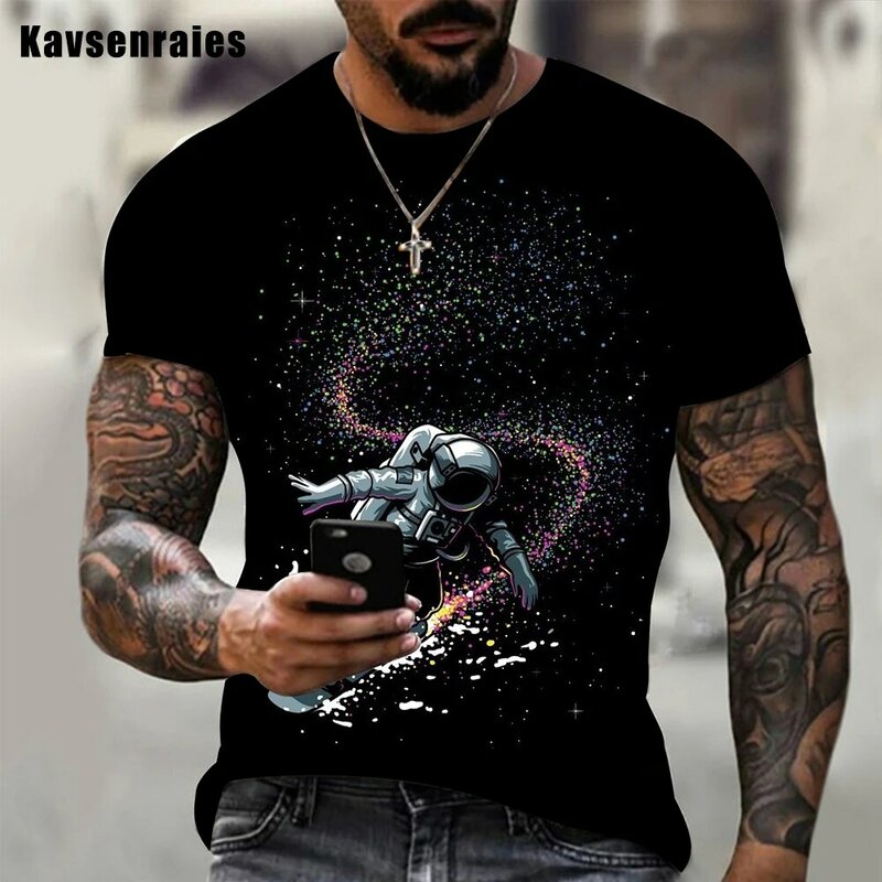 Camiseta con estampado 3D de astronauta espacial para hombre y mujer, ropa de calle informal de manga corta, Tops de gran tamaño, alta calidad, moda de verano, 2022