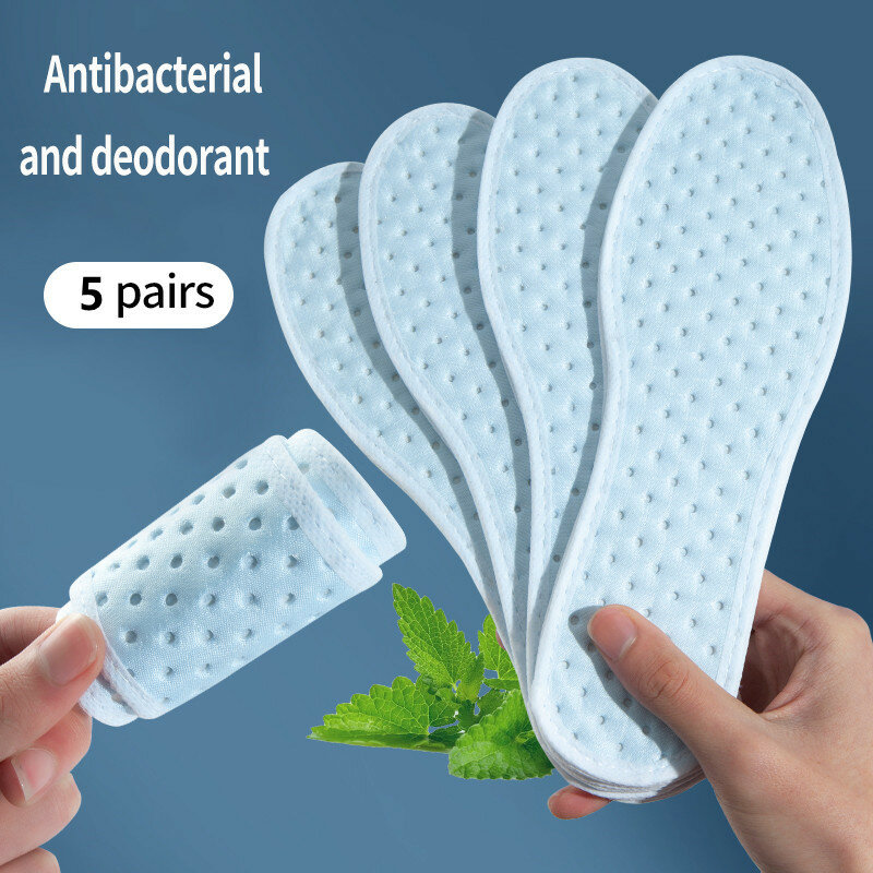 5 Pairs Deodorant Insoles Light Weight Shoes Pads Absorb-Sweat Breathable Bamboo Charcoal Thin Sports Insoles for Men Women