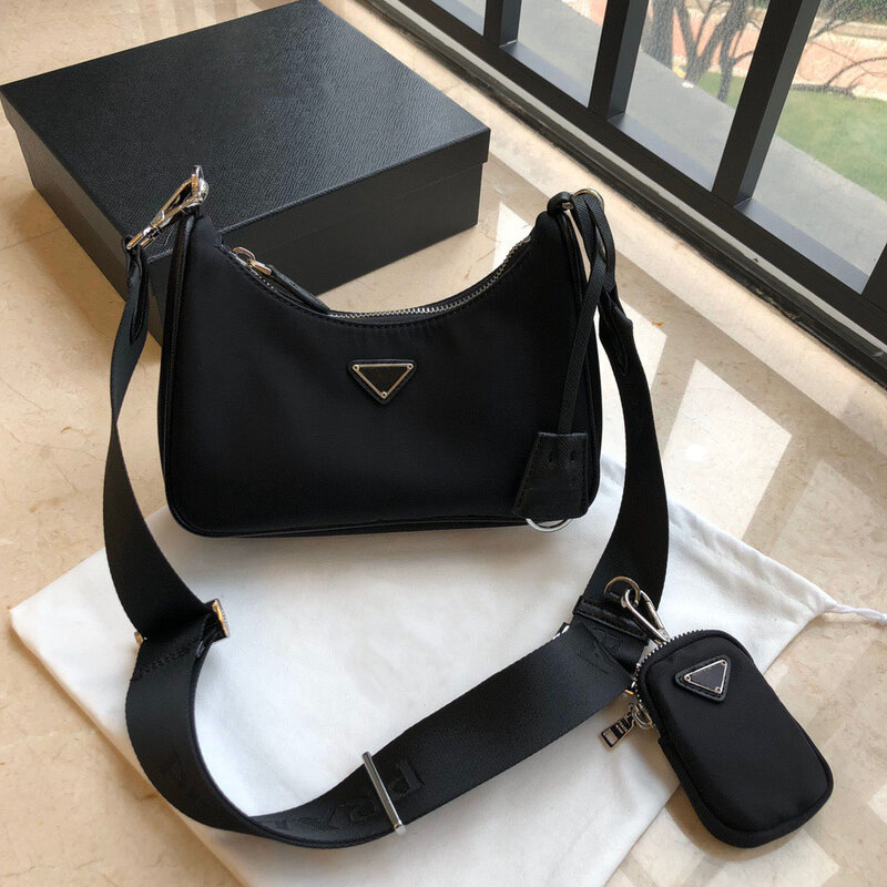 Messenger bag with box p home 2022 new hobo three-in-one chain bag armpit bag nylon handbag shoulder bag women