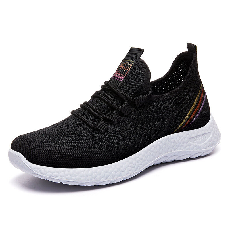 Shoes Women's 2022 New Thick-soled Shoes Polyurethane Fly Woven Casual Sports Shoes Walking Sneakers Lace Up Running Shoes