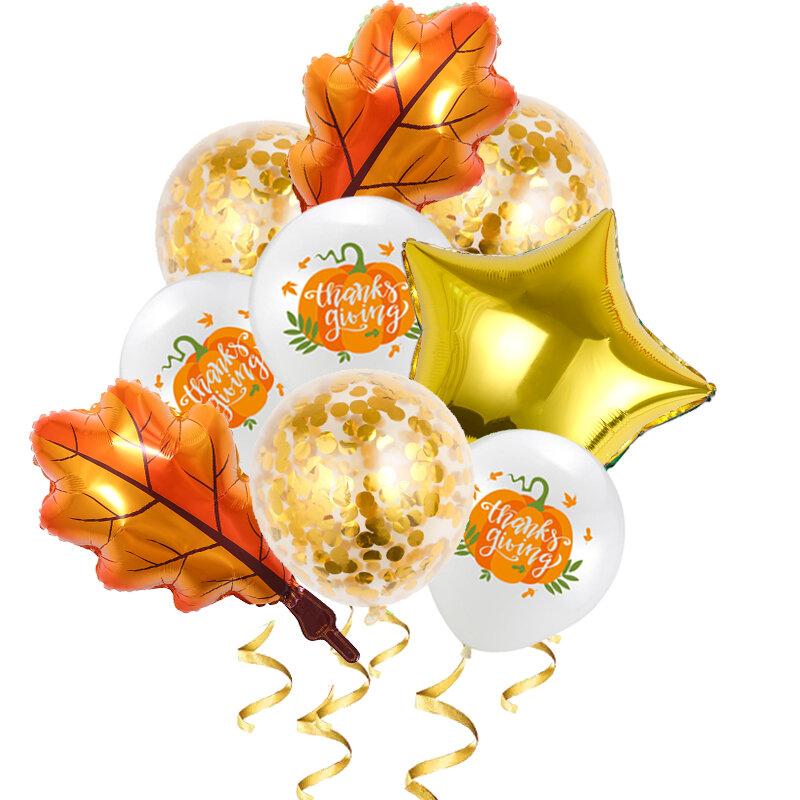 Globos de Acción de Gracias otoño vino rojo amarillo naranja globo guirnalda arco hoja de arce molde de aluminio bola decoración de Acción de Gracias