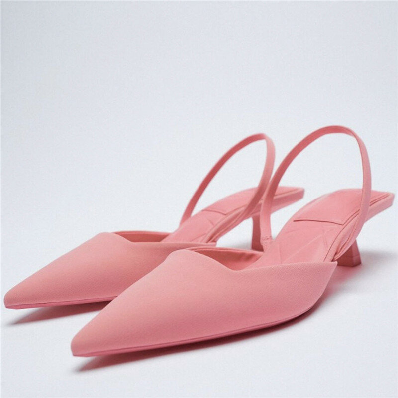 Sandalias elegantes de tacón medio para mujer, zapatos de tacón de aguja puntiagudos, de lujo, para fiesta y boda, para verano
