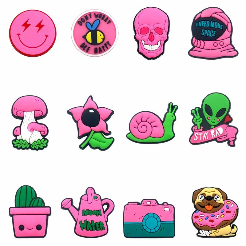 Cartoon Pink Animals Shoe Charms For Croc Jibz Charms PVC Sandals Buckle Decoration Shoe Accessories Fit With Pins A Girl's Kids