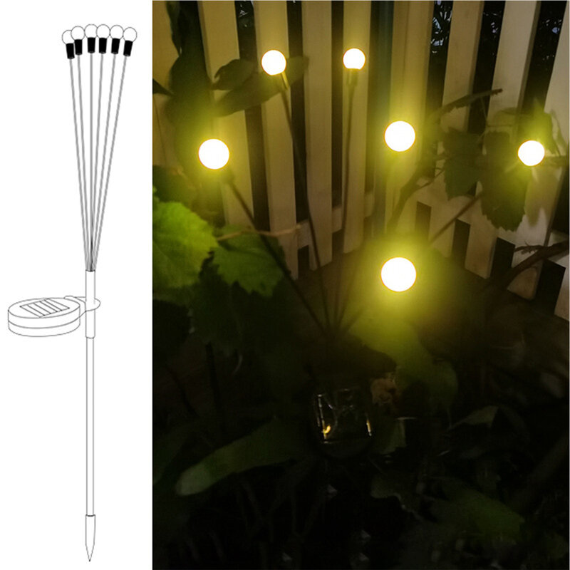 Садовые фонари на солнечной батарее для светлячков, уличное декоративное водонепроницаемое садовое художественное сказочное освещение дл...
