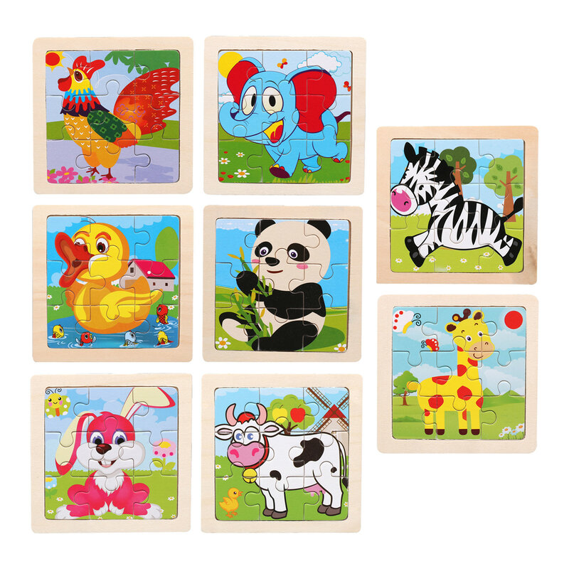 Jigsaw Puzzle Wooden Puzzle with Cartoon Animal Patterns 9 Pieces Wooden Trumpet Cartoon Animal Puzzle for Children Wooden Puzzl