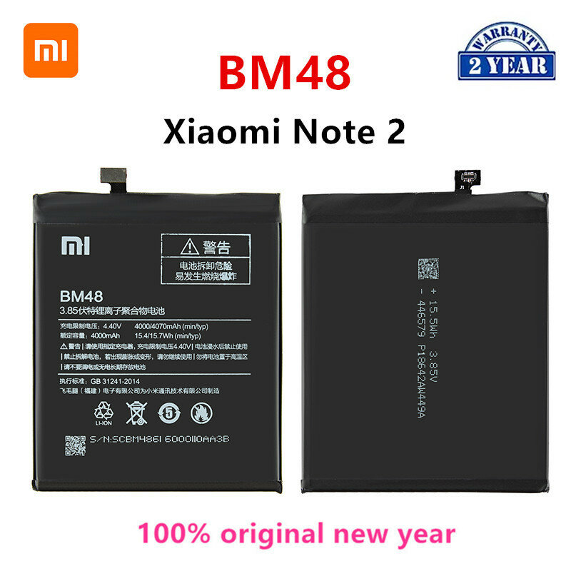 Baterai Xiaomi Mi 100% Asli BM48 4070MAh untuk Xiaomi Mi Note 2 Note 2 Note2 BM48 Baterai Pengganti Ponsel Kualitas Tinggi + Alat